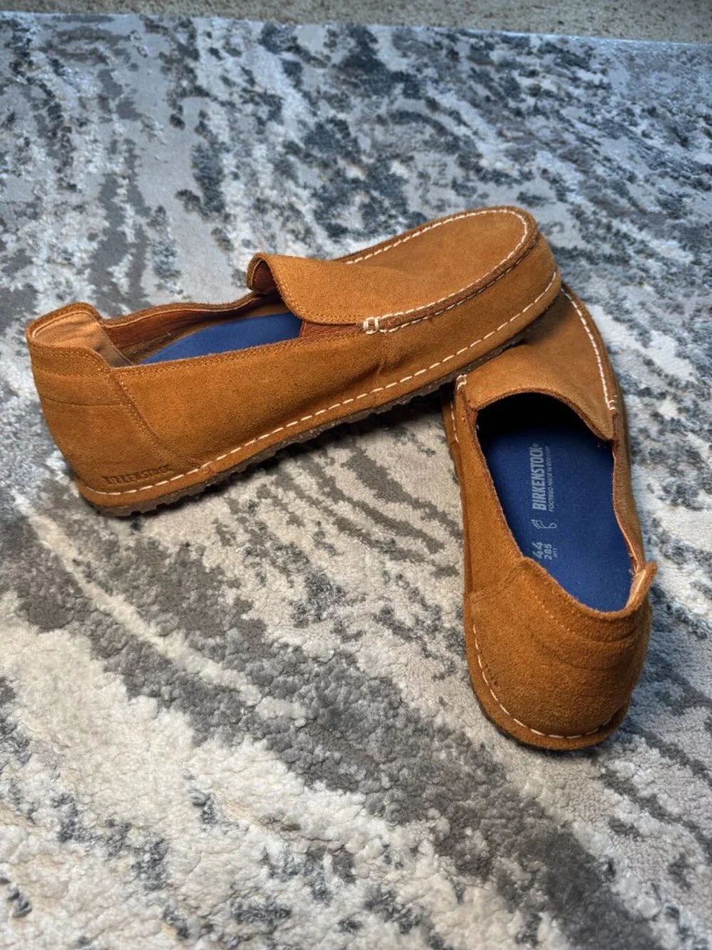 Birkenstock Utti Loafers in Mink Suede with White Contrast Stitching